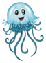 Illustration Of Blue Happy Jellyfish Sticker