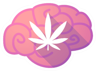 Illustration Of Brain With A Marijuana Leaf Sticker