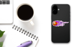 Illustration Of Burning Basketball Ball Icon Sticker on a Phone (New) example