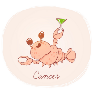 Illustration Of Cancer Cartoon Crab With Cocktail Sticker