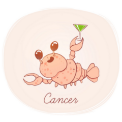 Illustration Of Cancer Cartoon Crab With Cocktail Sticker