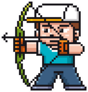 Illustration Of Cartoon Archery Player Pixel Sticker