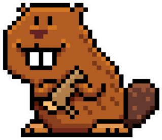 Illustration Of Cartoon Beaver - Pixel Design Sticker