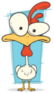 Illustration Of Cartoon Crazy White Chicken Sticker