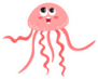 Illustration Of Cartoon Funny Jellyfish Pink Sticker