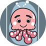 Illustration Of Cartoon Jellyfish In Pink Sticker