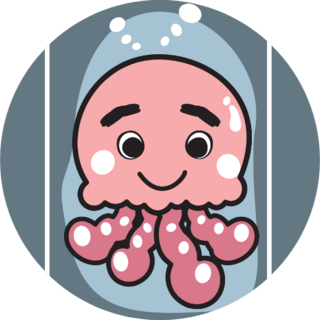 Illustration Of Cartoon Jellyfish In Pink Sticker