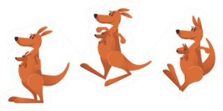 Illustration Of Cartoon Kangaroos Jumping Sticker