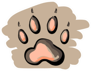 Illustration Of Cartoon Paw Print On Brown Background Sticker