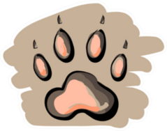 Illustration Of Cartoon Paw Print On Brown Background Sticker