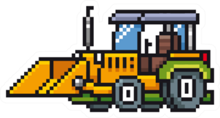 Illustration Of Cartoon Tractor - Pixel Sticker