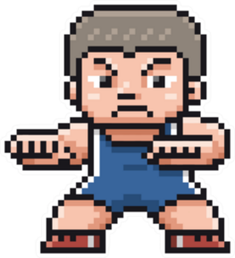 Illustration Of Cartoon Wrestling Player - Pixel Sticker