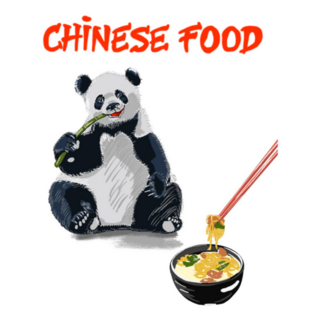 Illustration Of Chinese Panda Chinese Food Lettering Sticker
