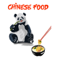 Illustration Of Chinese Panda Chinese Food Lettering Sticker