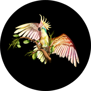 Illustration Of Cockatoo On The Tropical Branches With Leaves Sticker