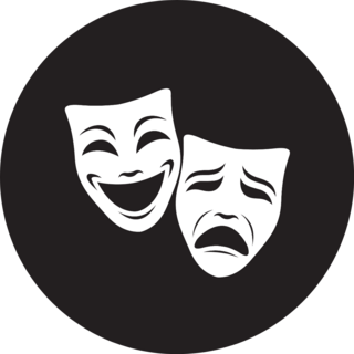 Illustration Of Comedy And Tragedy Theatrical Masks On Black Sticker