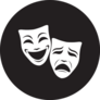 Illustration Of Comedy And Tragedy Theatrical Masks On Black Sticker