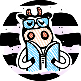 Illustration Of Cow On Striped Background Sticker