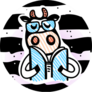 Illustration Of Cow On Striped Background Sticker