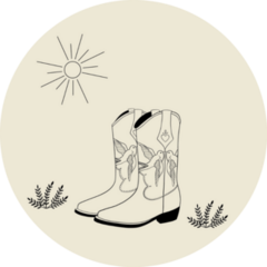 Illustration Of Cowboy Boots Under The Sun Sticker