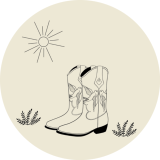 Illustration Of Cowboy Boots Under The Sun Sticker
