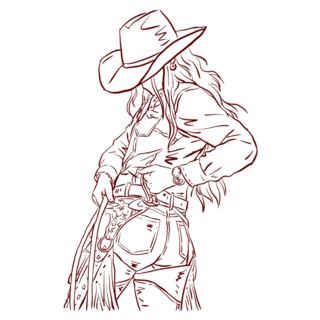 Illustration Of Cowgirl In Red Sticker