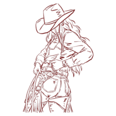 Illustration Of Cowgirl In Red Sticker