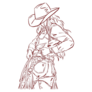 Illustration Of Cowgirl In Red Sticker