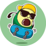 Illustration Of Cute Avocado Skateboarding Sticker