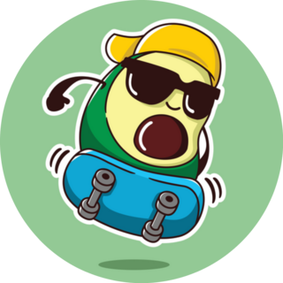 Illustration Of Cute Avocado Skateboarding Sticker