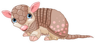 Illustration Of Cute Cartoon Armadillo Sticker