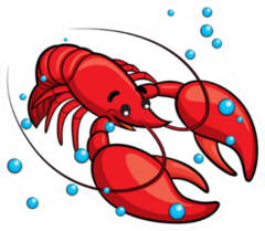 Illustration Of Cute Cartoon Lobster With Bubbles Sticker