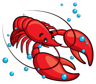 Illustration Of Cute Cartoon Lobster With Bubbles Sticker