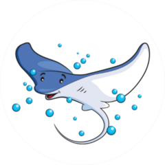 Illustration Of Cute Cartoon Stingray Bubbles Sticker