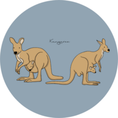 Illustration Of Cute Kangaroos On Blue Sticker