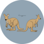 Illustration Of Cute Kangaroos On Blue Sticker