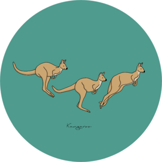 Illustration Of Cute Kangaroos On Green Sticker