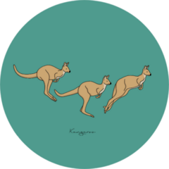Illustration Of Cute Kangaroos On Green Sticker