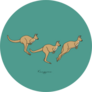 Illustration Of Cute Kangaroos On Green Sticker
