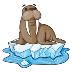 Illustration Of Cute Walrus On Ice Sticker