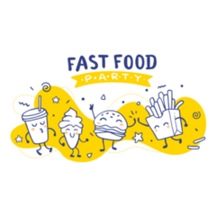 Illustration Of Dancing Fast Food Sticker