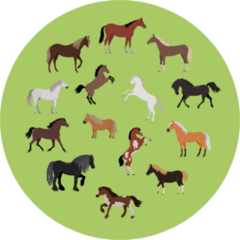 Illustration Of Different Breeds Of Horses Green Sticker