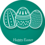 Illustration Of Easter Eggs In White On Green Sticker