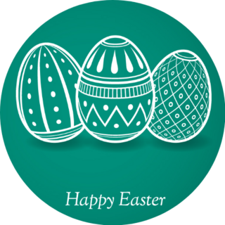Illustration Of Easter Eggs In White On Green Sticker