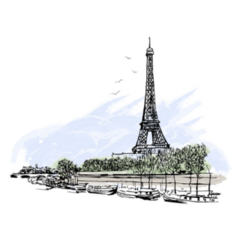 Illustration Of Eiffel Tower In Paris France Sticker