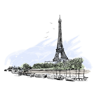 Illustration Of Eiffel Tower In Paris France Sticker
