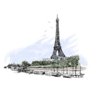 Illustration Of Eiffel Tower In Paris France Sticker
