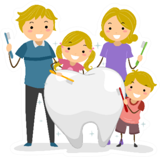Illustration Of Family Holding A Toothbrush Big Tooth Sticker