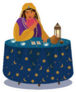 Illustration Of Fortune Teller With Tarot Cards In Hand Sticker
