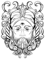 Illustration Of Fortune Teller With Three Eyes Headdress Sticker